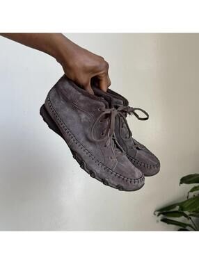 Skechers Chocolate Suede Faux-Fur Moccasin Booties Womens size 9.5